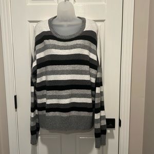 Time and Tru Drop Shoulder Sweater Black Gray & White Stripe Size XXXL (22)
